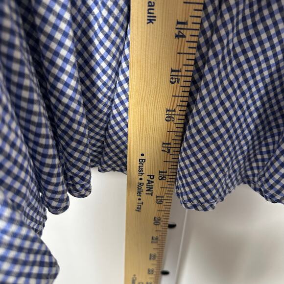 Old Navy Blue Gingham Check Adjustable Strap Ruffle Top L Classic‎ Preppy Beach - Picture 10 of 10